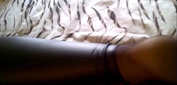  Black Pantyhose under Black Wet Look Leggings